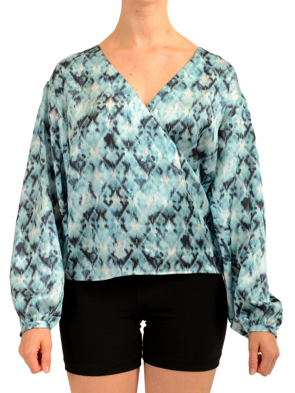 Hugo Boss Women's C_Blvie" Deep V-Neck Long Sleeve Blouse Top US S IT 40
